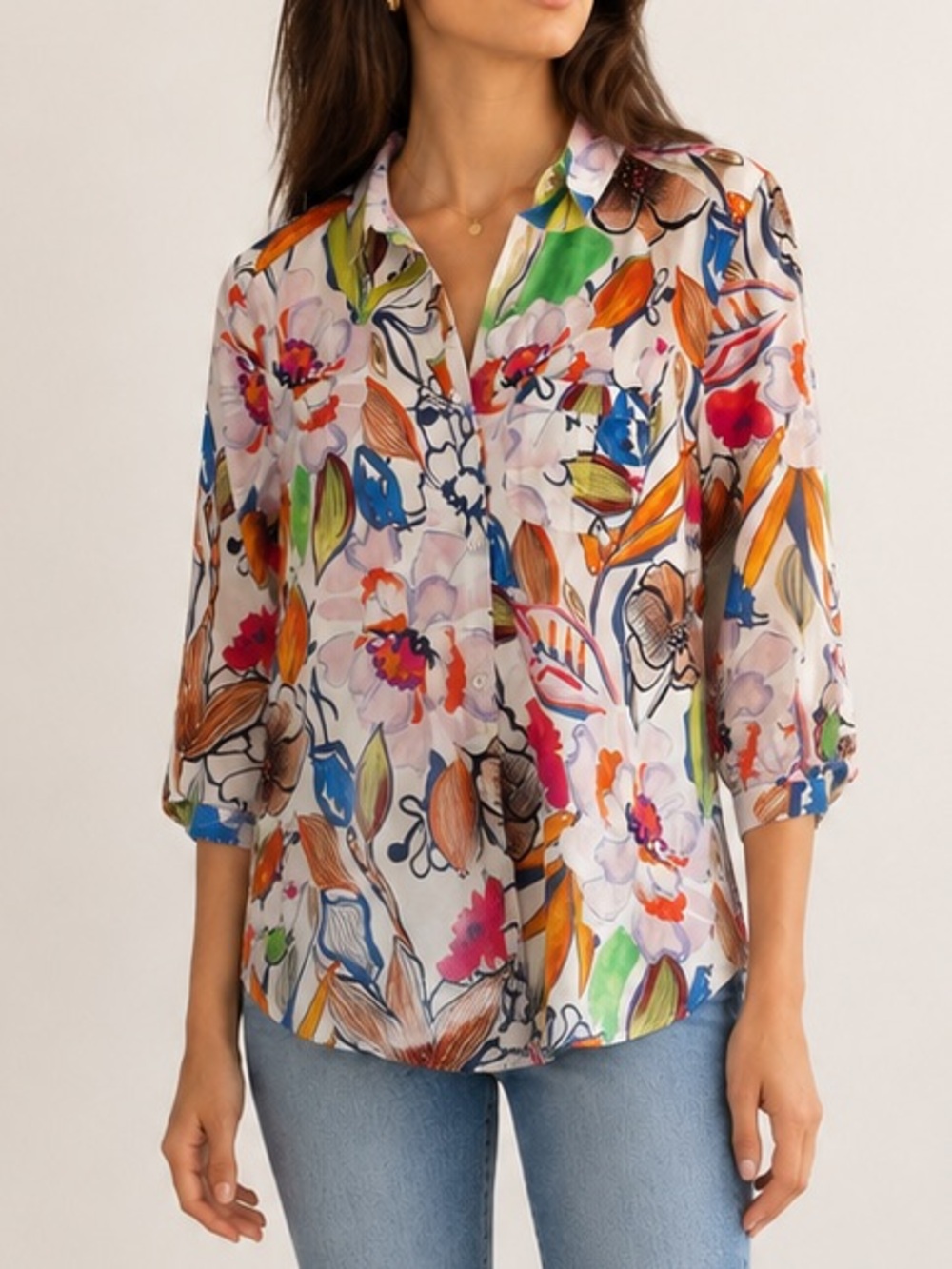 Borsa Donna Button Down Cleo Tunic Blouse in English Garden